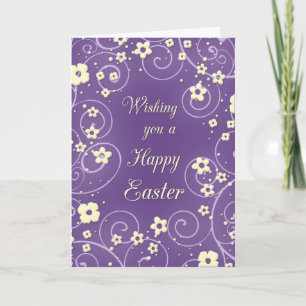 Fleurs violettes et jaunes Bonne carte de Pâques
