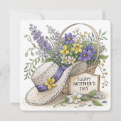 Fleurs violettes et jaunes Carte de fête des mères (Devant)