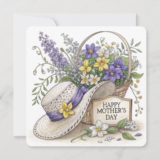 Fleurs violettes et jaunes Carte de fête des mères (Devant)