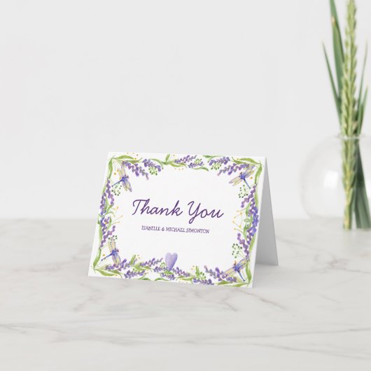 Fleurs violettes et libellules Merci Notes (Devant)