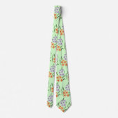 Fleurs violettes et orange sur des cravates vert c (Dos)