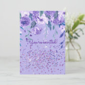 Fleurs violettes et Parties scintillant Invitation (Debout devant)