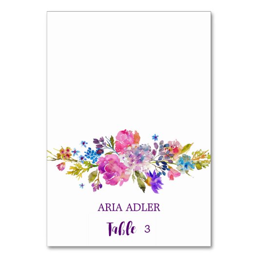 Fleurs violettes et roses Mariage Escort Cartes de (Par défaut)