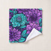 Fleurs violettes et sarcelles  (Gant de toilette)