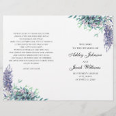 Fleurs violettes et sarcelles. Programme de mariag (Devant)