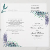 Fleurs violettes et sarcelles. Programme de mariag (Devant / Derrière)