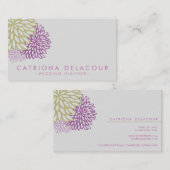 Fleurs violettes et vertes Carte de visite élégant (Devant / Derrière)