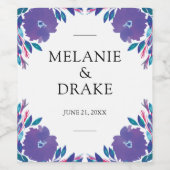 Fleurs violettes Étiquette de vin Mariage peint à (Étiquettes simples)