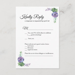 Fleurs violettes Faire-part de mariage RSVP botani