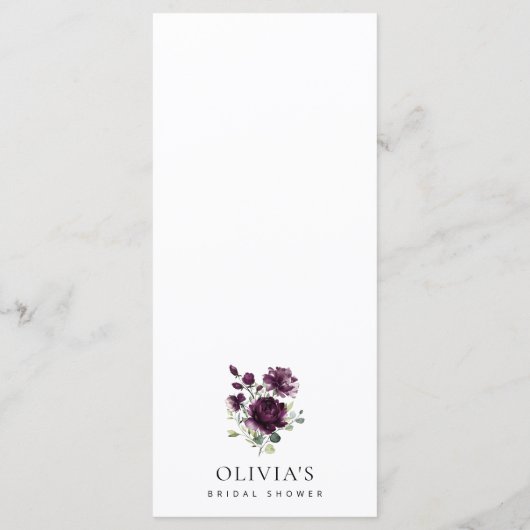 Fleurs violettes, Fleurs de prune, Menu Fête des m (Dos)