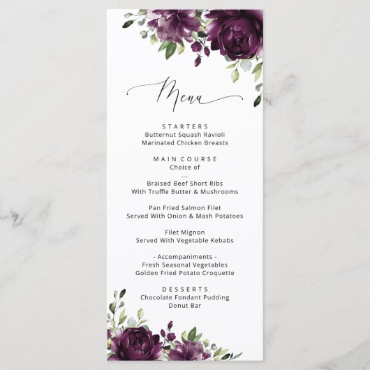 Fleurs violettes, Fleurs de prune, Menu Fête des m (Devant)