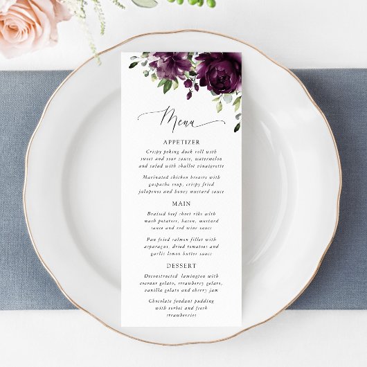 Fleurs violettes, fleurs de prunier, Boho, Menu de