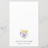 Fleurs Violettes, Fleurs Jaunes, Menu Baptême (Dos)