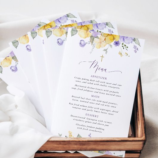 Fleurs Violettes, Fleurs Jaunes, Menu Baptême