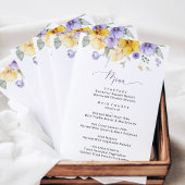 Fleurs violettes, Fleurs Jaunes, Menu Mariage