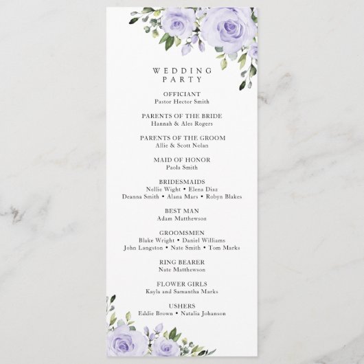 Fleurs violettes, Fleurs Lilac, Programme De Maria (Dos)