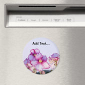 Fleurs violettes Grandes, Aimant rond De 3 Pouces (In Situ (Lave-vaisselle))