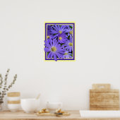 Fleurs violettes Imprimer Bleu Faisceaux Poster d' (Cuisine)
