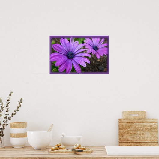 Fleurs violettes Imprimer Bleu Faisceaux Poster d' (Cuisine)