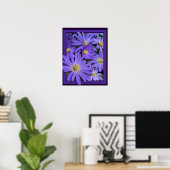 Fleurs violettes Imprimer Bleu Faisceaux Poster d' (Bureau à domicile)