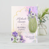 Fleurs violettes, invitation paon mehndi (Debout devant)