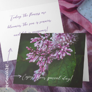 Fleurs violettes lilas après carte de pluie