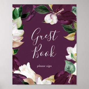 Fleurs violettes lunaires Panneau de livre d'or