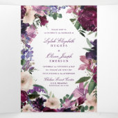 Fleurs violettes luxuriantes | Invitations de mari (Intérieur au milieu)