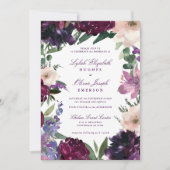 Fleurs violettes luxuriantes | Invitations de mari (Devant)