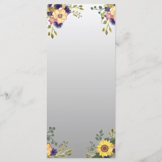 Fleurs violettes Menu Mariage rustique (Dos)