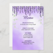 Fleurs violettes | Menu Mariage simple aquarelle (Devant / Derrière)