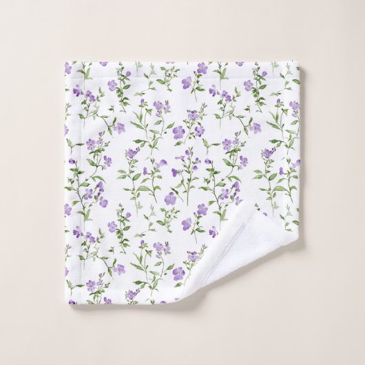 Fleurs violettes minimalistes (Gant de toilette)