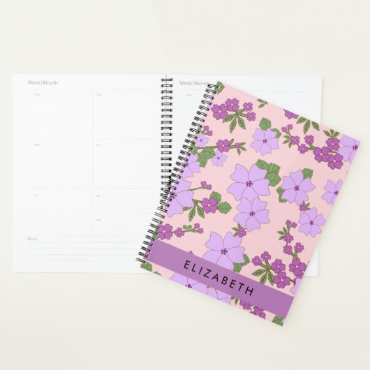 Fleurs Violettes, Motif De Fleurs, Votre Nom (Devant avec enveloppe)