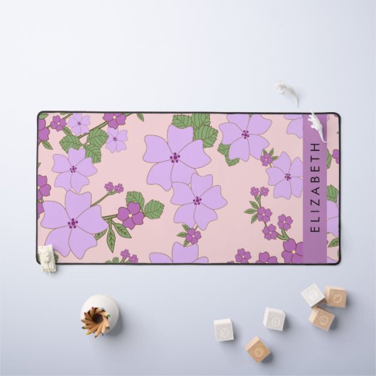 Fleurs Violettes, Motif De Fleurs, Votre Nom (Tableau pour enfants)