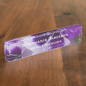 Fleurs violettes Nom et titre Nom du bureau Plaque (Taille)