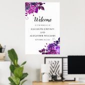 Fleurs violettes pancarte de bienvenue. Impression (Bureau à domicile)
