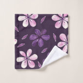 Fleurs violettes peintes à la main (Gant de toilette)