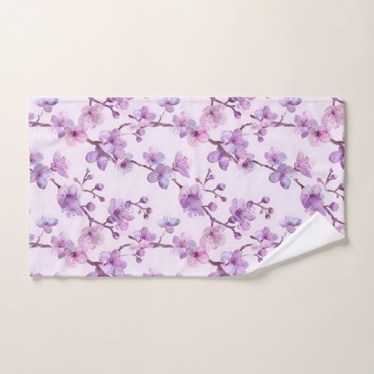 Fleurs violettes peintes à la main (Serviette à main)