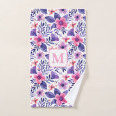 Fleurs violettes peintes à la main monogramme pers (Serviette à main)