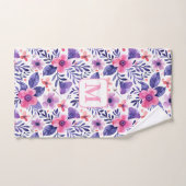 Fleurs violettes peintes à la main monogramme pers (Serviette à main)