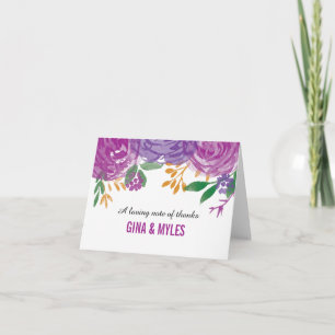 Fleurs violettes peintes à l'aquarelle Merci