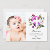 Fleurs violettes Photo Carte de remerciements Bapt (Devant)