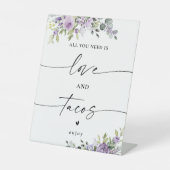 Fleurs Violettes Romantiques Panneau Amour et Taco (Recto)