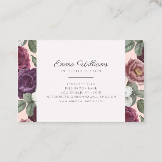 Fleurs violettes rustiques Carte de visite d'aquar (Dos)