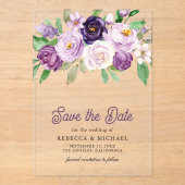 Fleurs Violettes Rustiques Faire-Part de Mariage d (Recto)