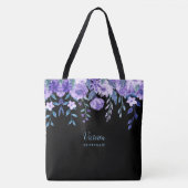 Fleurs violettes Sac fourre-tout monogramme (Devant)