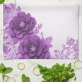 Fleurs violettes Serviettes de cuisine fleuries (Plié)