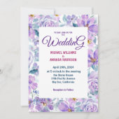 Fleurs violettes simples Invitations de mariage (Devant)