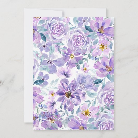Fleurs violettes simples Invitations de mariage (Dos)