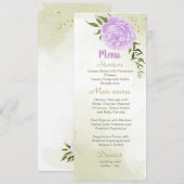 fleurs violettes vert menu mariage (Devant / Derrière)